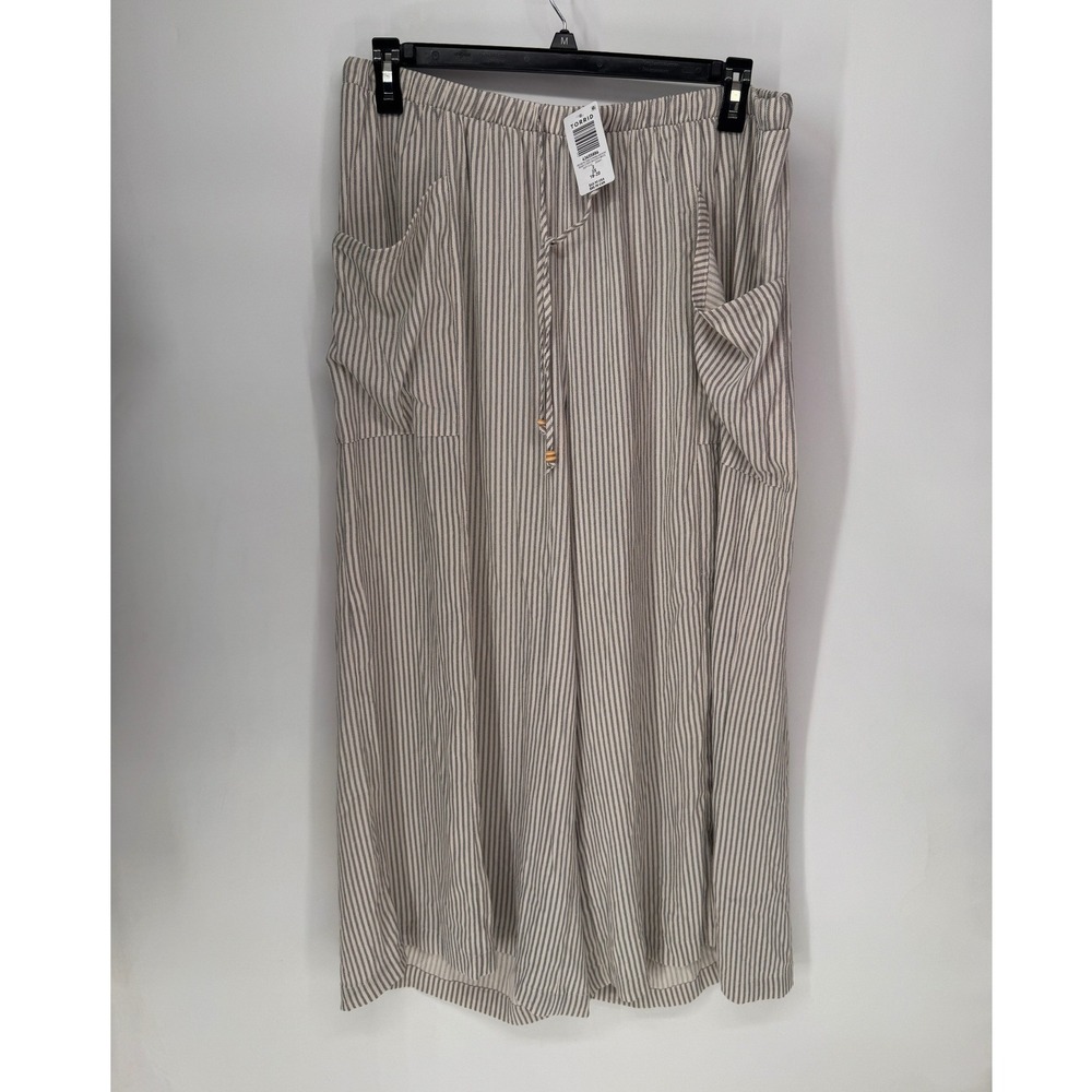Torrid Crop Pant Women 2X White NWT Striped Gauze High Rise Straight Leg